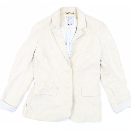 Crew Clothing Womens Beige Jacket Blazer Size 12 Button