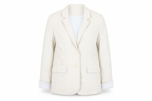 Front view of Crew Clothing Beige Jacket Blazer, size 12, Button
