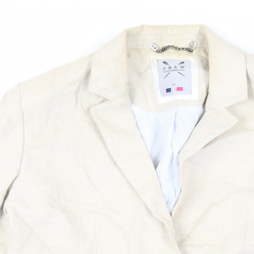 Crew Clothing Womens Beige Jacket Blazer Size 12 Button