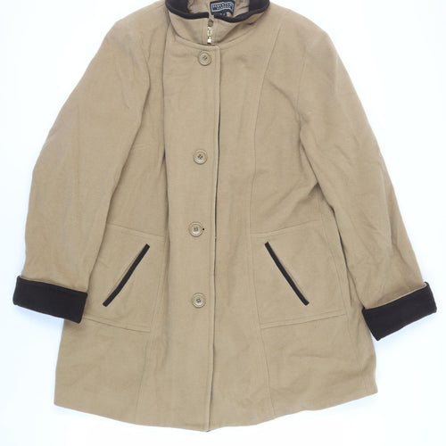 Debenhams Womens Beige Overcoat Coat Size 18 Button