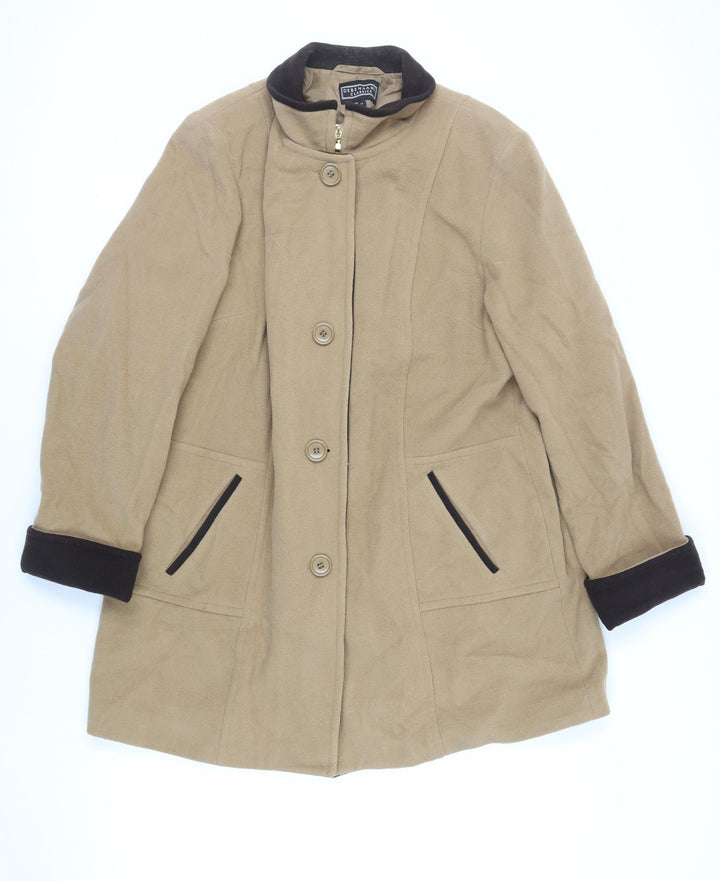 Debenhams Womens Beige Overcoat Coat Size 18 Button