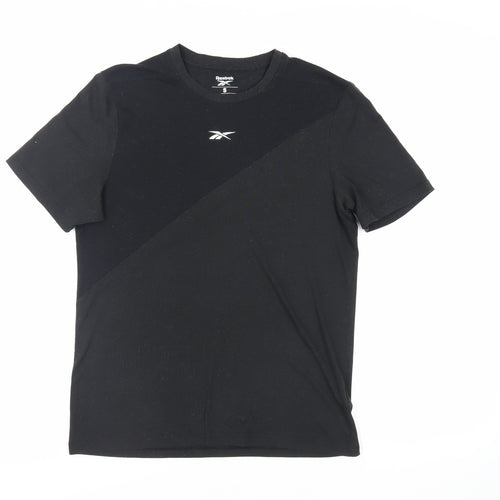 Reebok Mens Black Polyester T-Shirt Size S Crew Neck - Logo