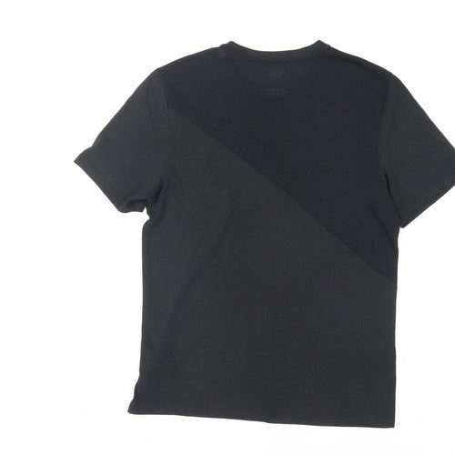Reebok Mens Black Polyester T-Shirt Size S Crew Neck - Logo