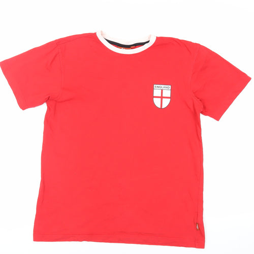 s.Oliver Womens Red Cotton Basic T-Shirt Size L Crew Neck - England