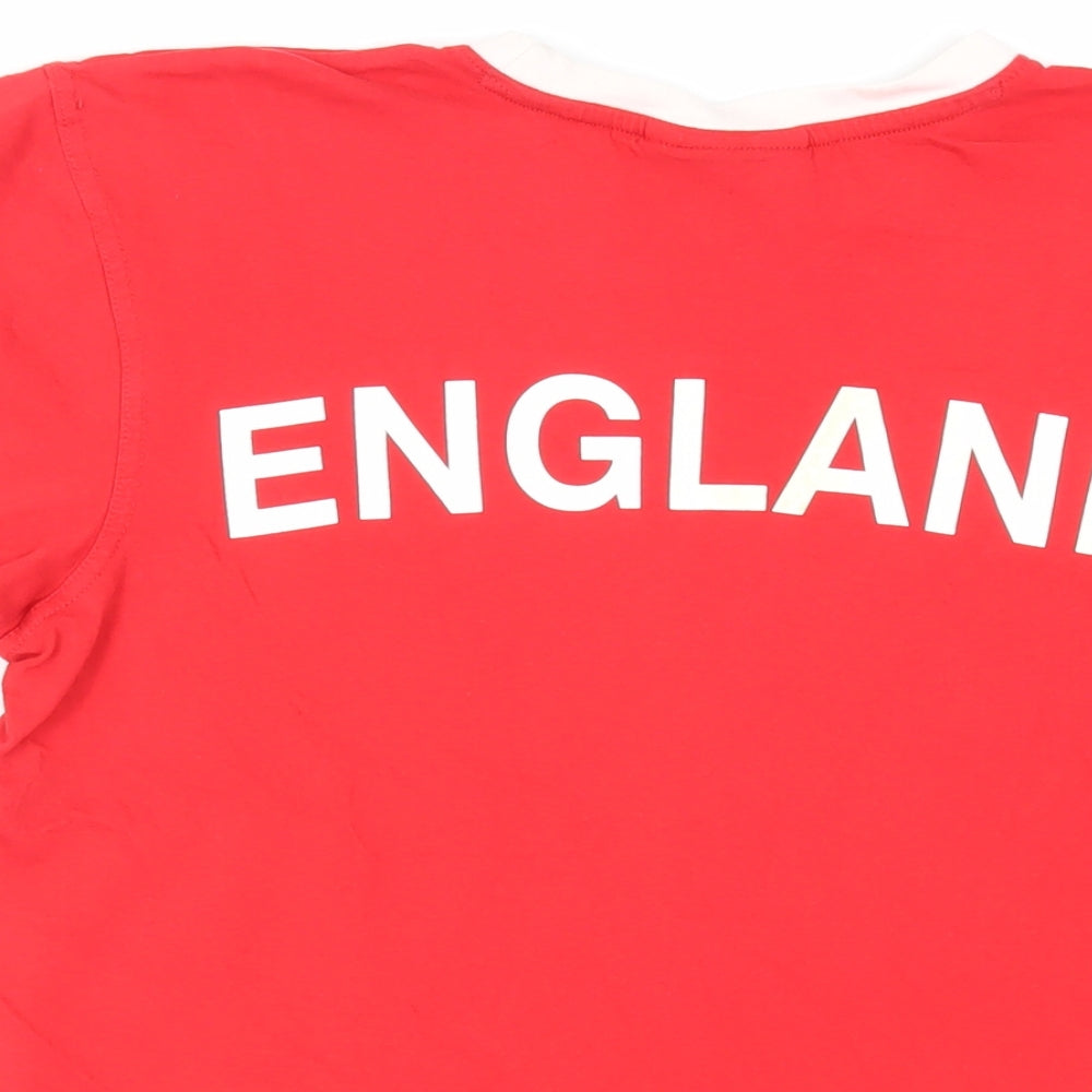 s.Oliver Womens Red Cotton Basic T-Shirt Size L Crew Neck - England
