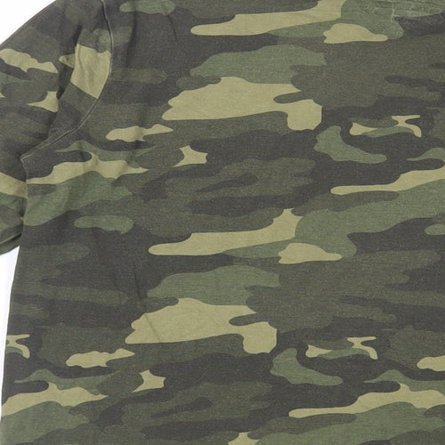 Marks and Spencer Boys Green Camouflage Cotton Pullover T-Shirt Size 13-14 Years Crew Neck Pullover