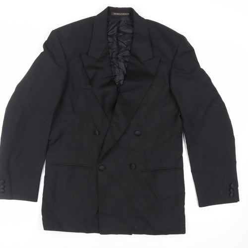 Marks and Spencer Mens Black Polyester Tuxedo Suit Jacket Size 36 Regular