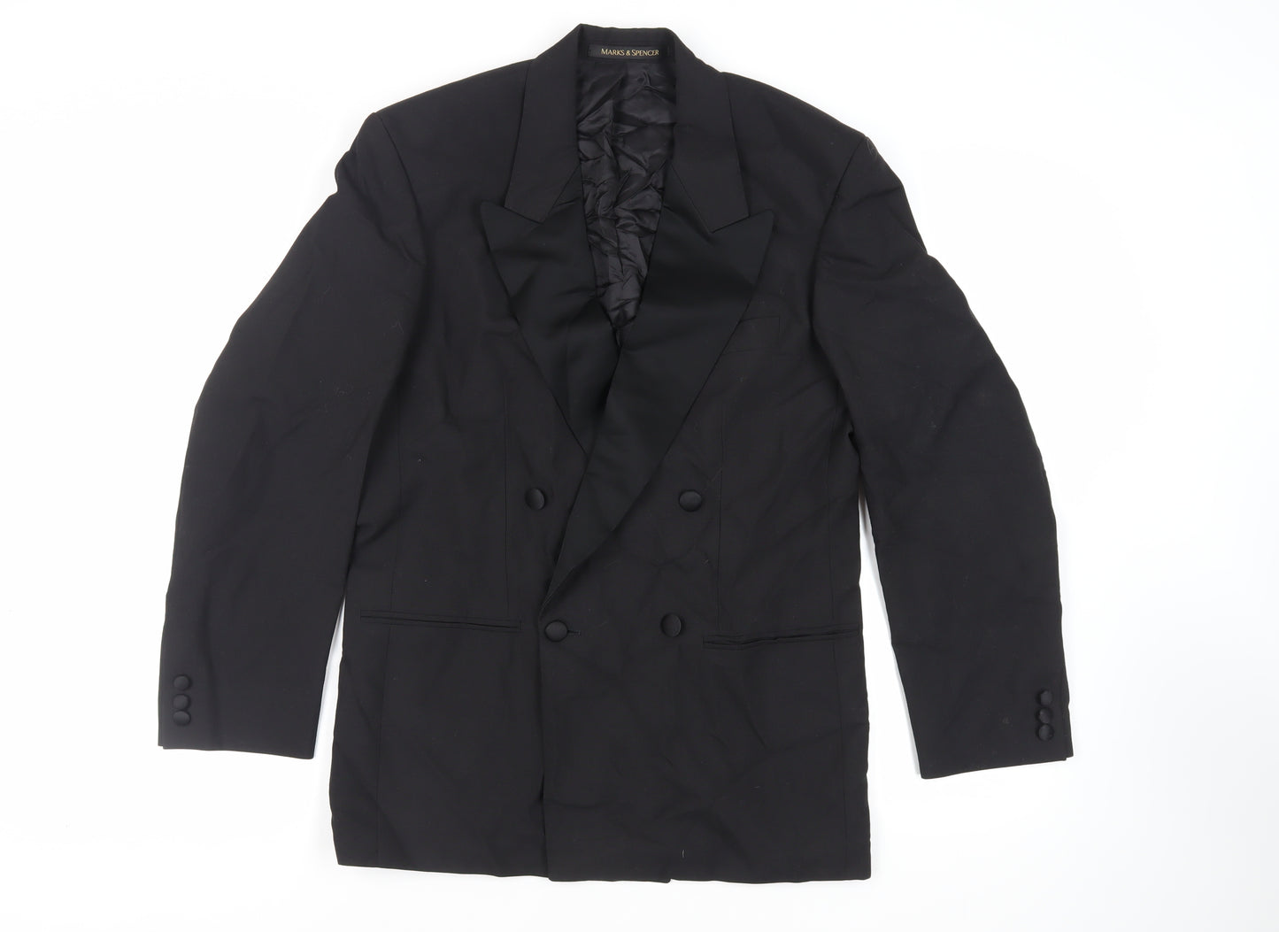 Marks and Spencer Mens Black Polyester Tuxedo Suit Jacket Size 36 Regular