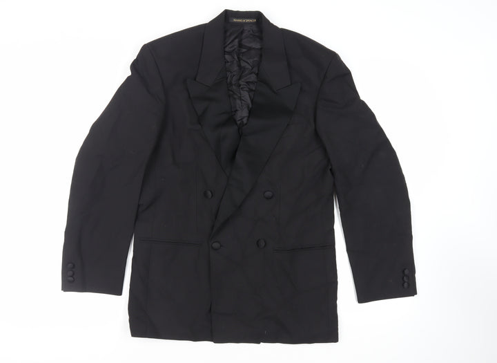 Marks and Spencer Mens Black Polyester Tuxedo Suit Jacket Size 36 Regular