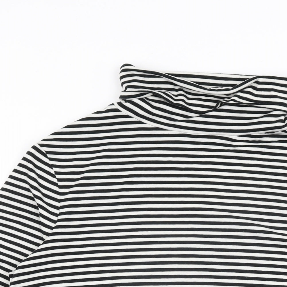 ESMARA Womens White Striped Acrylic Basic T-Shirt Size 14 High Neck