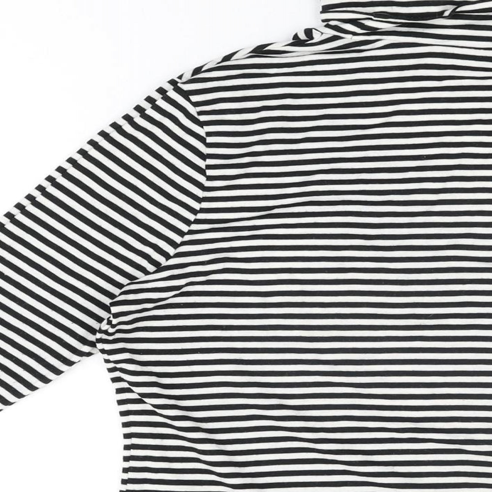 ESMARA Womens White Striped Acrylic Basic T-Shirt Size 14 High Neck