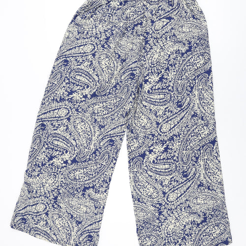 Louche Womens Blue Geometric Polyester Trousers Size 12 L25 in Regular