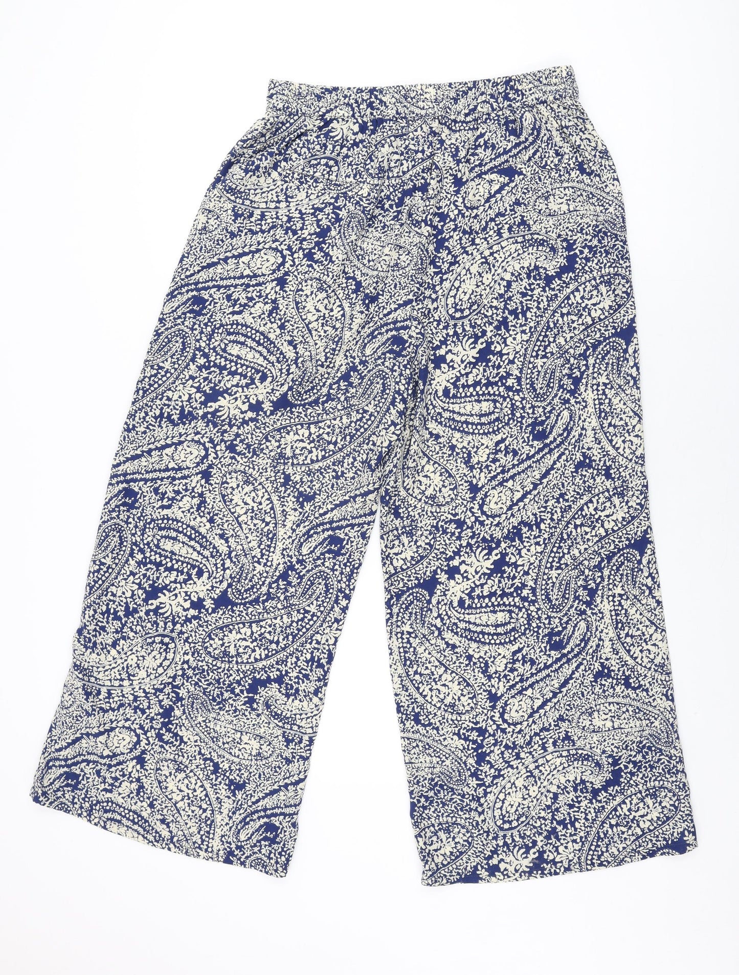 Louche Womens Blue Geometric Polyester Trousers Size 12 L25 in Regular