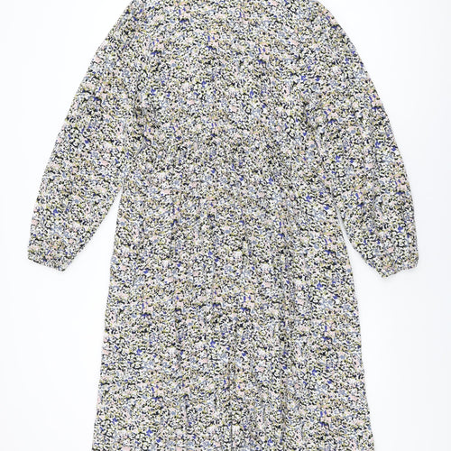 Marks and Spencer Womens Multicoloured Geometric Viscose A-Line Size 12 V-Neck Pullover