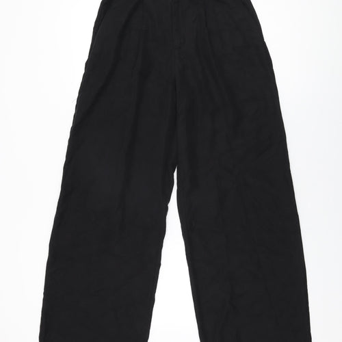 Zara Womens Black Lyocell Trousers Size XS L32 in Regular Zip