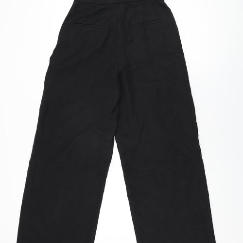 Zara Womens Black Lyocell Trousers Size XS L32 in Regular Zip