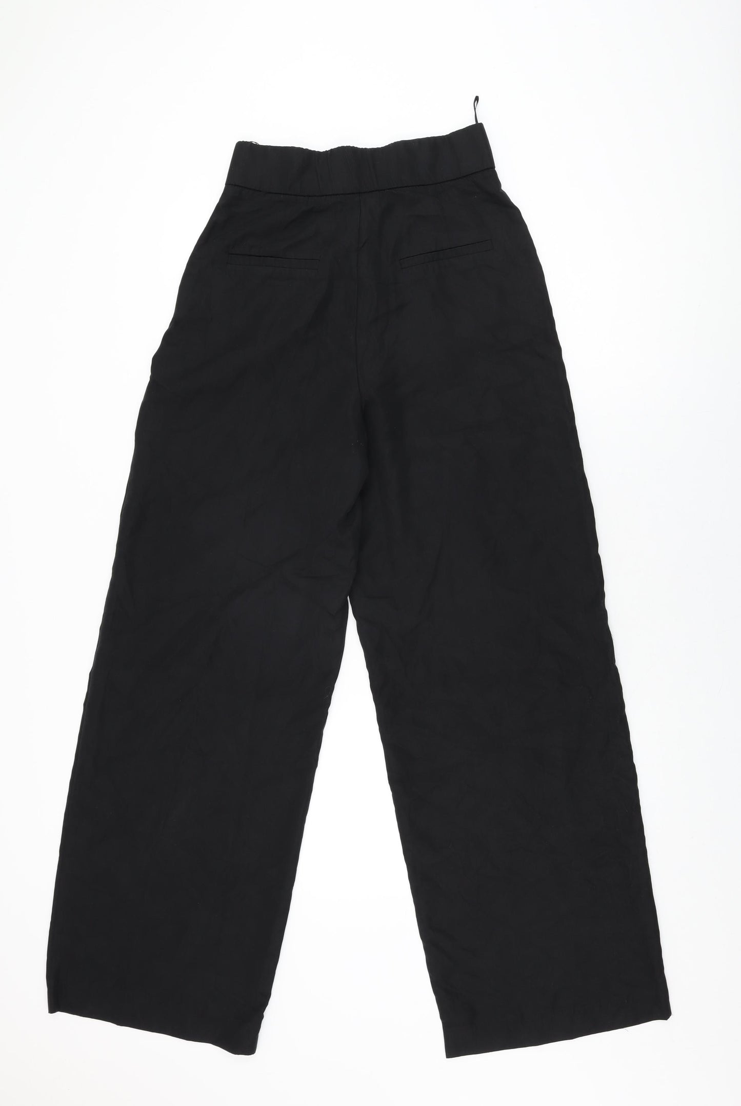 Zara Womens Black Lyocell Trousers Size XS L32 in Regular Zip