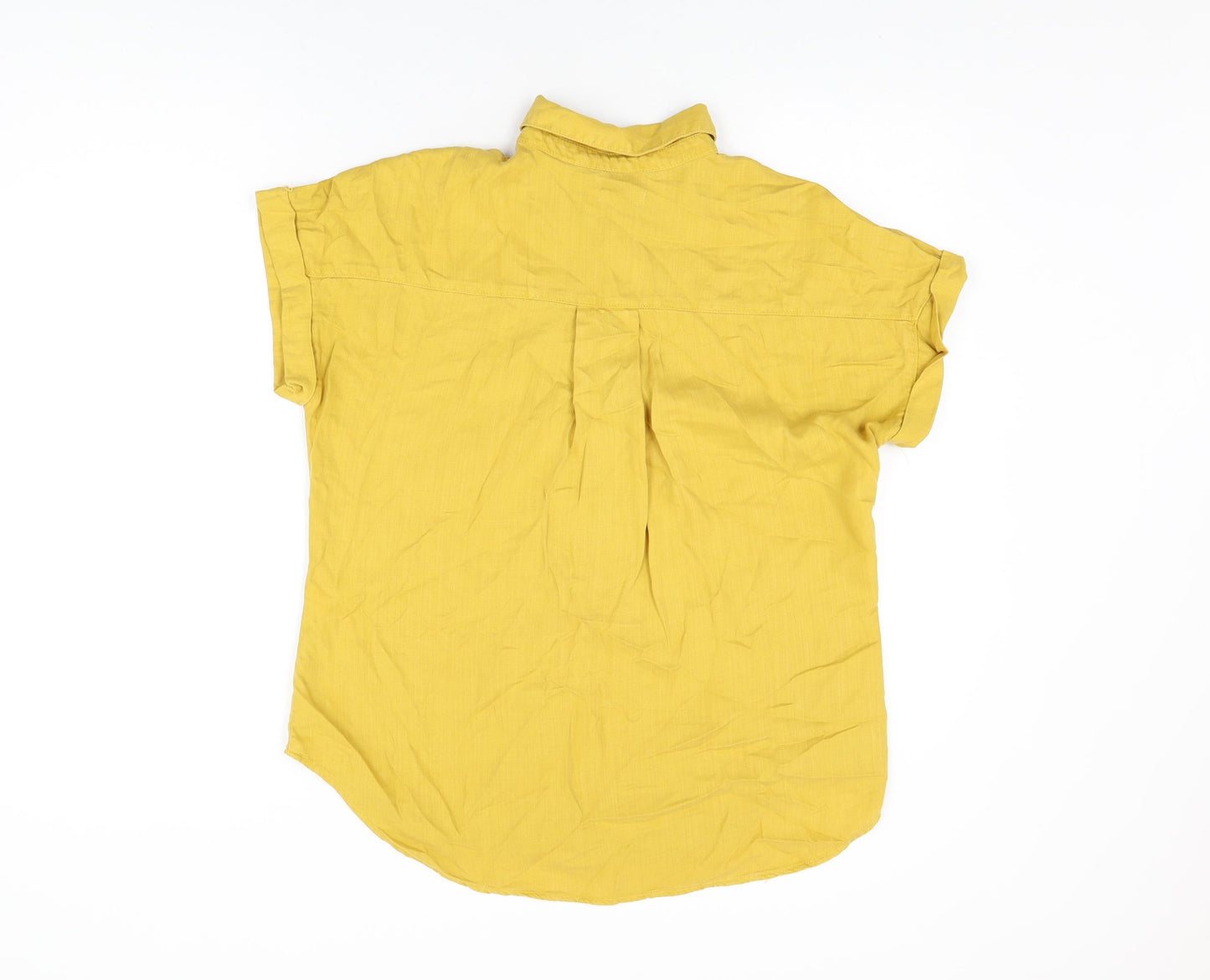 Sneak Peek Womens Yellow Lyocell Basic Button-Up Size S Collared