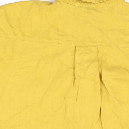 Sneak Peek Womens Yellow Lyocell Basic Button-Up Size S Collared