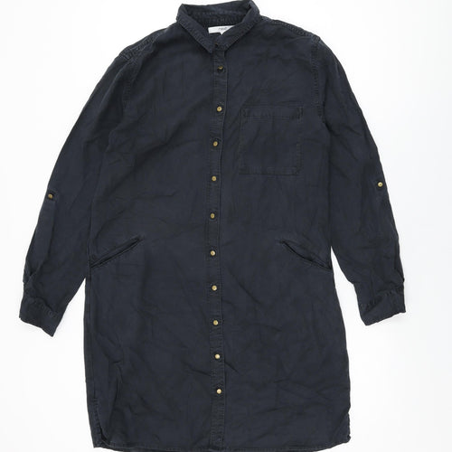 NEXT Womens Black Lyocell Shift Size 10 Collared Button