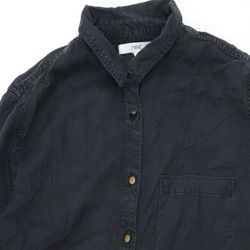 NEXT Womens Black Lyocell Shift Size 10 Collared Button
