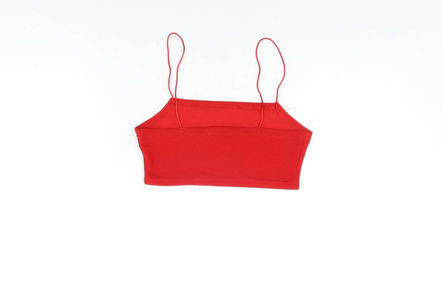 PRETTYLITTLETHING Womens Red Polyester Cropped T-Shirt Size 6 Square Neck