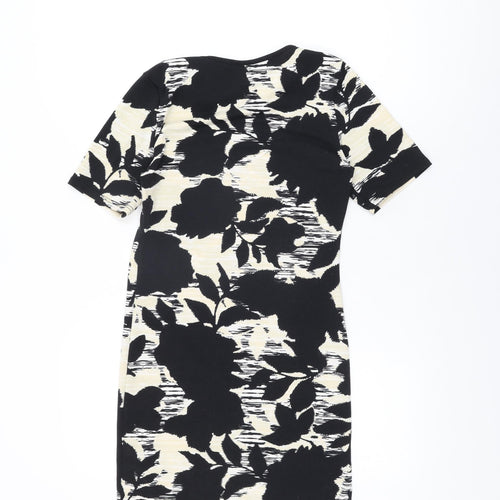 Topshop Womens Black Geometric Polyester Bodycon Size 12 Round Neck Pullover