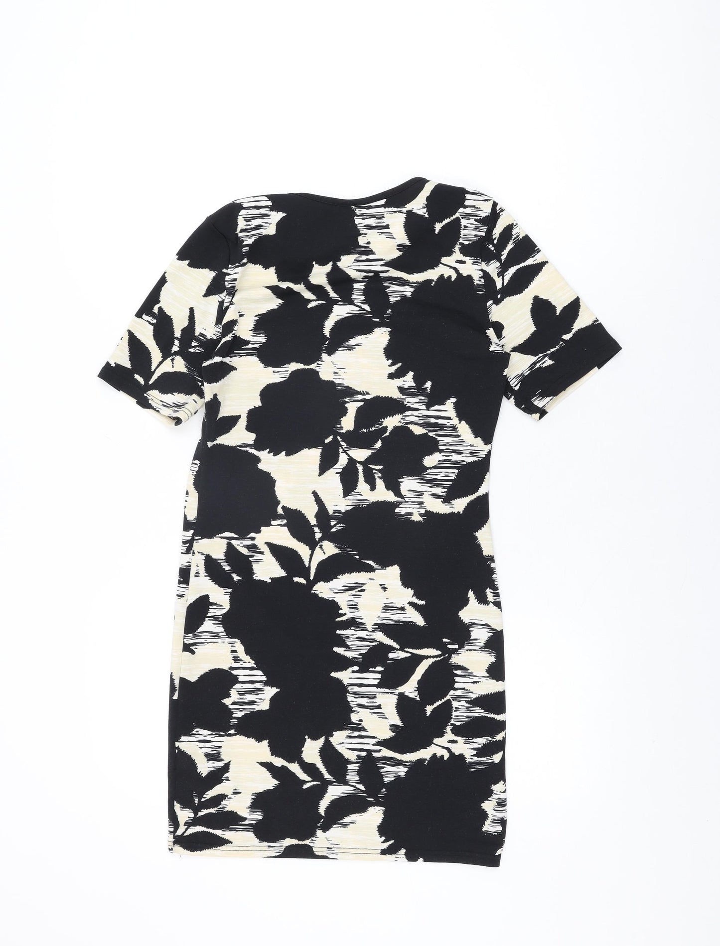Topshop Womens Black Geometric Polyester Bodycon Size 12 Round Neck Pullover