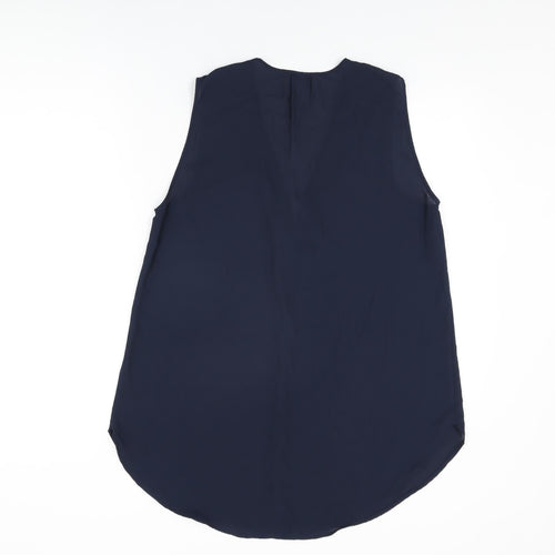 H&M Womens Blue Polyester Basic Blouse Size 14 V-Neck
