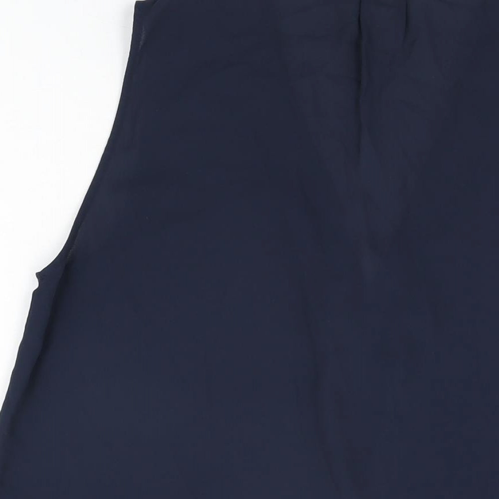 H&M Womens Blue Polyester Basic Blouse Size 14 V-Neck