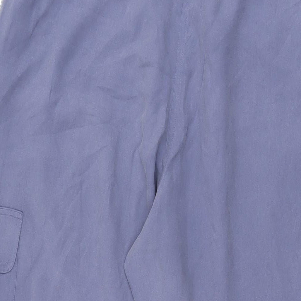 DASH Womens Blue Silk Trousers Size 14 L29 in Regular Drawstring