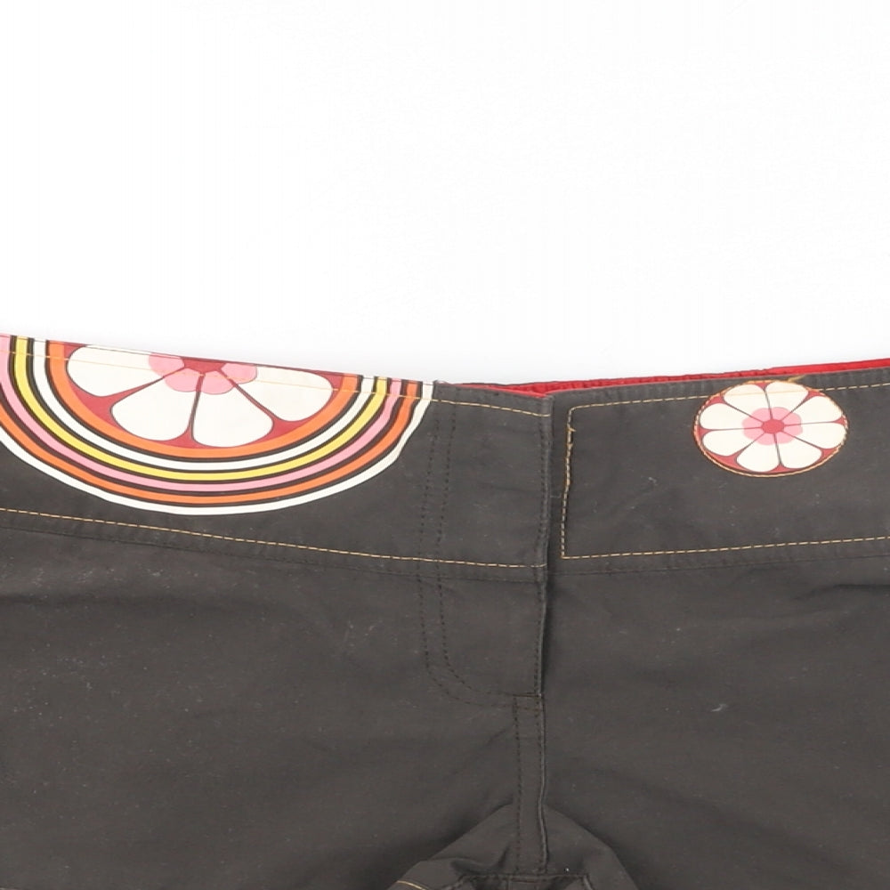 ROXY Womens Brown Floral Polyester Basic Shorts Size L Regular Zip