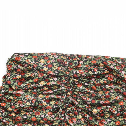 Zara Womens Black Floral Polyester Mini Skirt Size S Zip