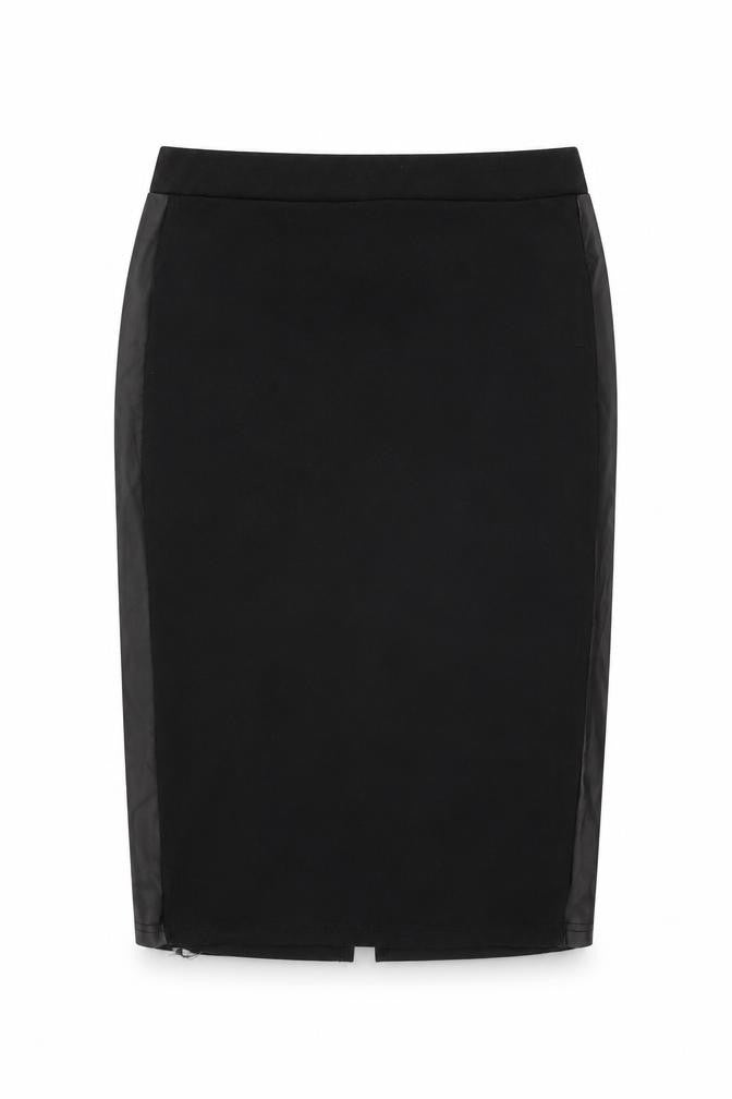 Front view of women’s womens black polyester straight & pencil skirt, size L