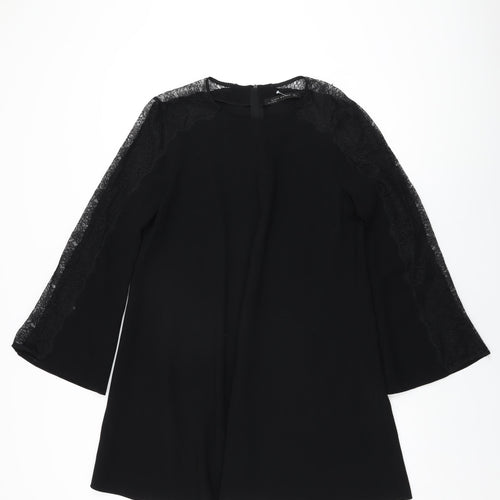 Zara Womens Black Polyester Shift Size M Round Neck Zip