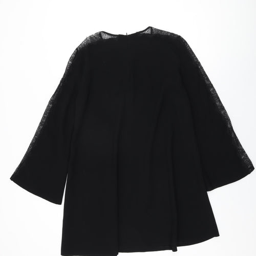 Zara Womens Black Polyester Shift Size M Round Neck Zip