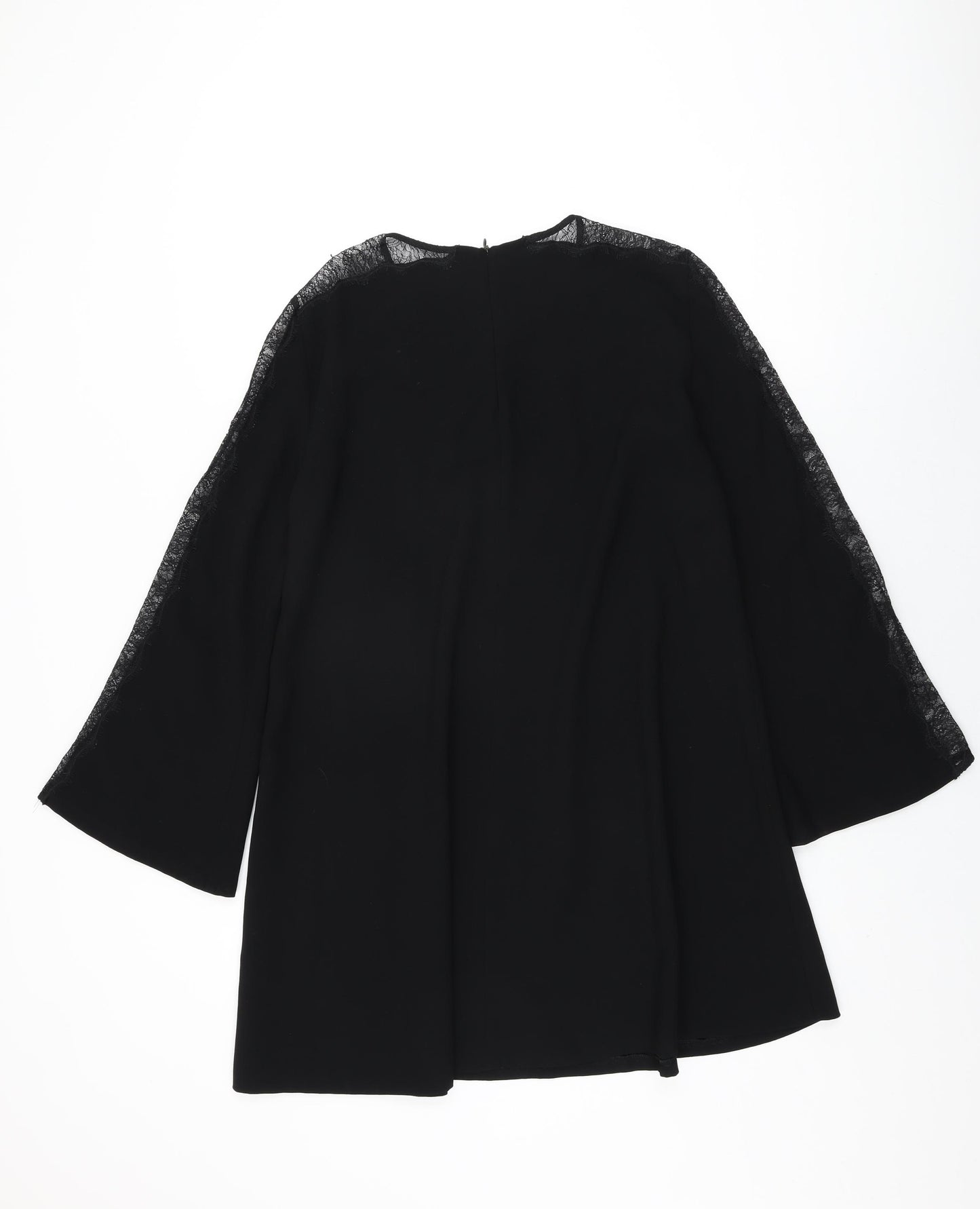 Zara Womens Black Polyester Shift Size M Round Neck Zip