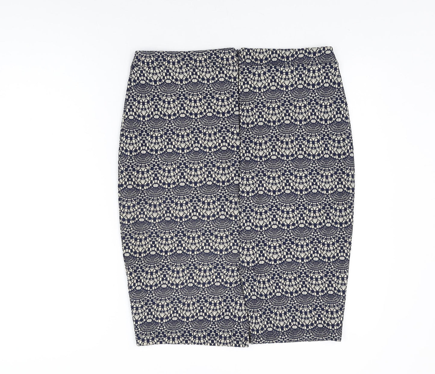 Warehouse Womens Blue Geometric Polyester Straight & Pencil Skirt Size 14 Zip