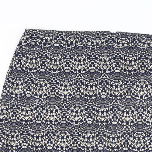 Warehouse Womens Blue Geometric Polyester Straight & Pencil Skirt Size 14 Zip