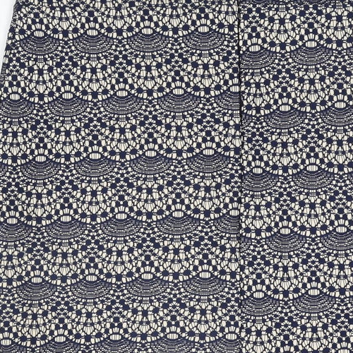 Warehouse Womens Blue Geometric Polyester Straight & Pencil Skirt Size 14 Zip