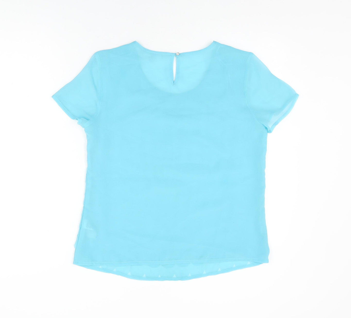 Red Herring Womens Blue Polyester Basic Blouse Size 14 Round Neck