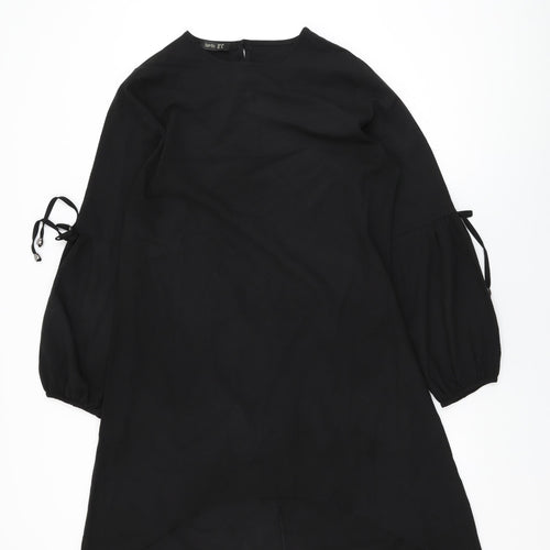 Tavin Womens Black Polyester Shift Size 12 Round Neck Button