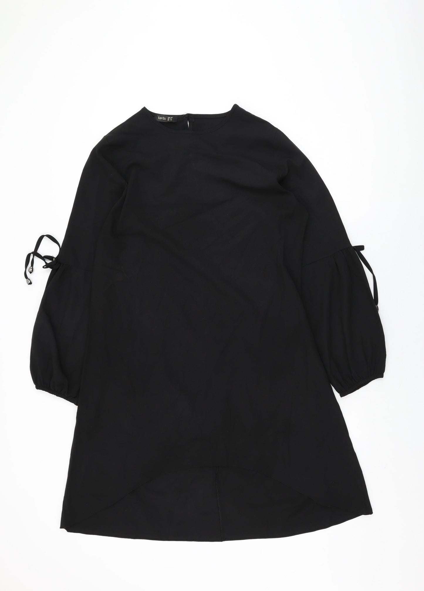 Tavin Womens Black Polyester Shift Size 12 Round Neck Button
