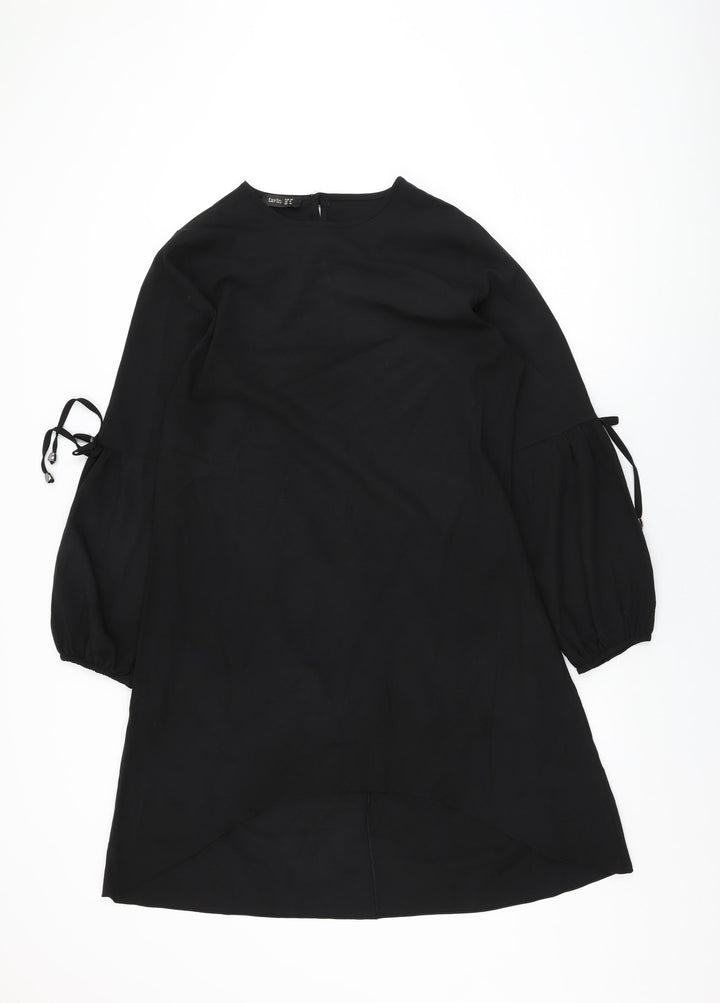 Tavin Womens Black Polyester Shift Size 12 Round Neck Button