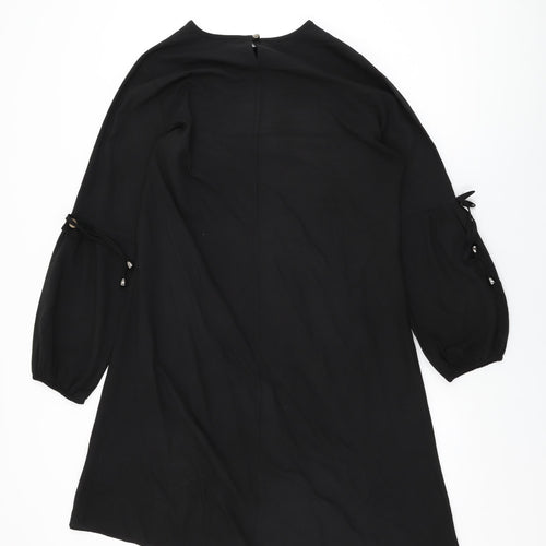 Tavin Womens Black Polyester Shift Size 12 Round Neck Button