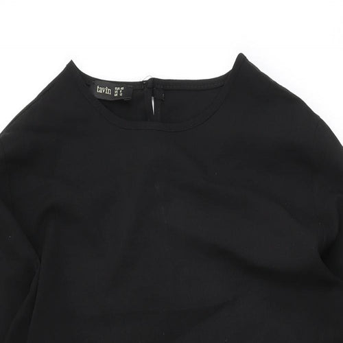 Tavin Womens Black Polyester Shift Size 12 Round Neck Button