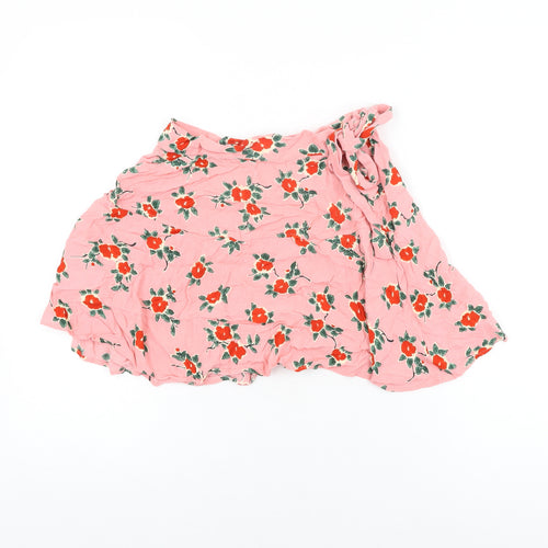 Topshop Womens Pink Floral Viscose Mini Skirt Size 8 Zip