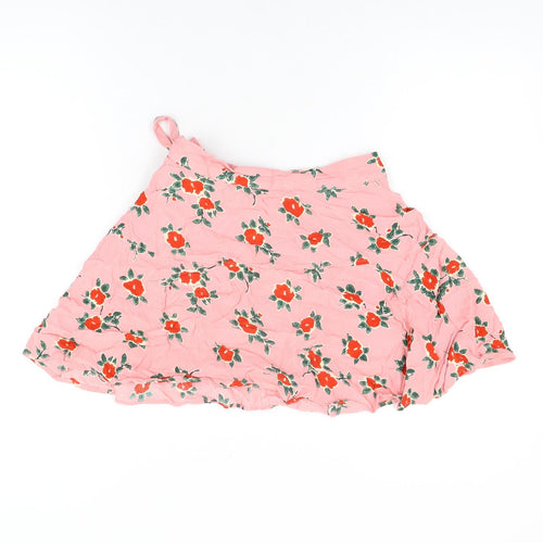 Topshop Womens Pink Floral Viscose Mini Skirt Size 8 Zip