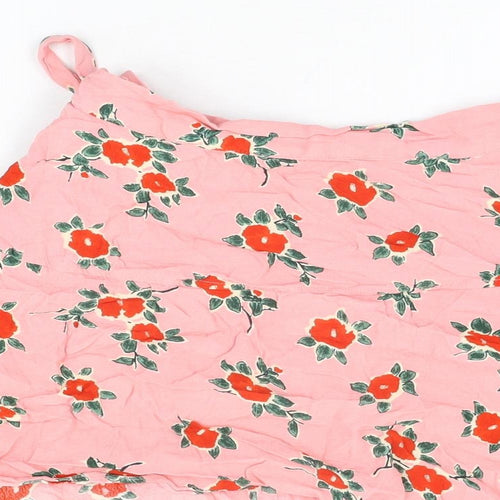 Topshop Womens Pink Floral Viscose Mini Skirt Size 8 Zip