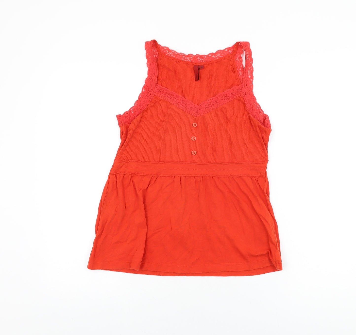 Fransa Womens Red Cotton Basic T-Shirt Size M V-Neck